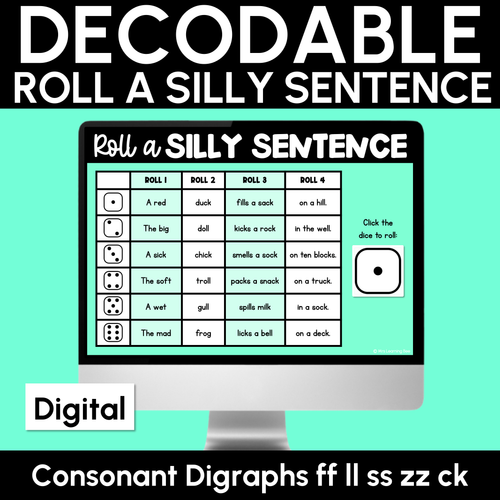 Resource preview 6 for Roll a Silly Sentence CVC/CVCC Words & Consonant Digraphs Bundle