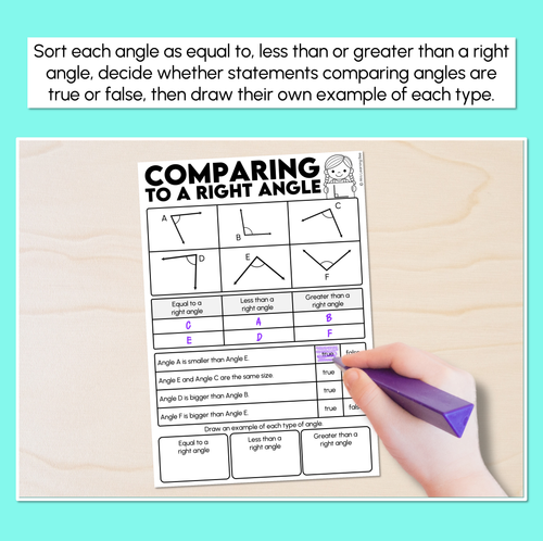 Resource preview 2 for Comparing to a Right Angle - Angles Worksheets