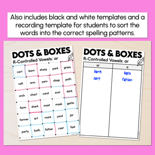 Resource preview 3 for Dots and Boxes Phonics Game - R-Controlled Vowel AR Words