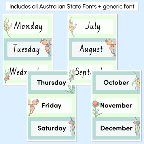 Resource preview 2 for DAYS & MONTHS DISPLAY - The Brentos Collection - Aussie Flora