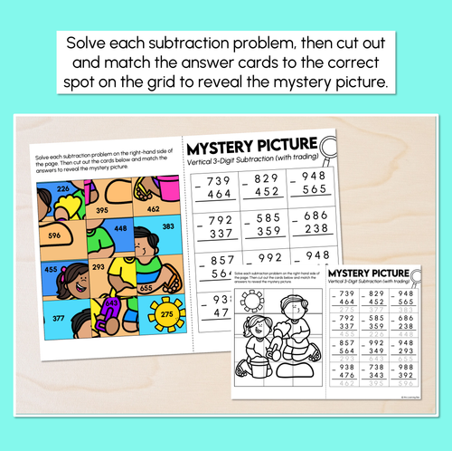Resource preview 2 for Mystery Picture Puzzle - 3-Digit Subtraction