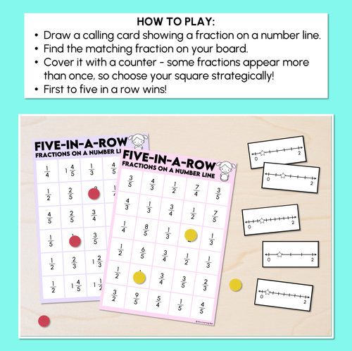 Resource preview 2 for Five in a Row - Fractions on a Number Line Game