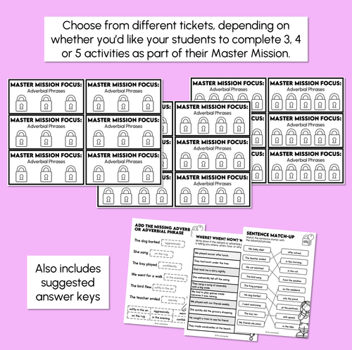 Resource preview 4 for Adverbs & Adverbial Phrases - Master Mission Activity