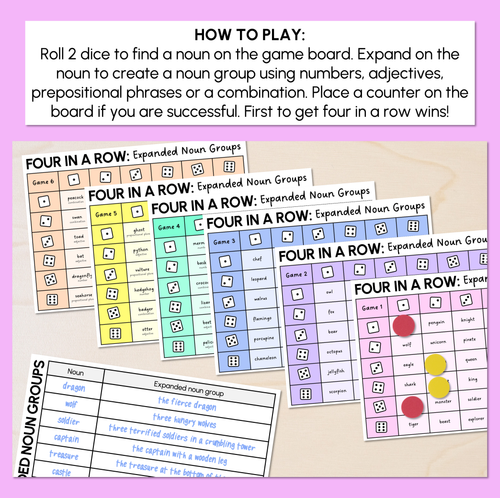 Resource preview 2 for Expanding Noun Groups - Four in a Row Game