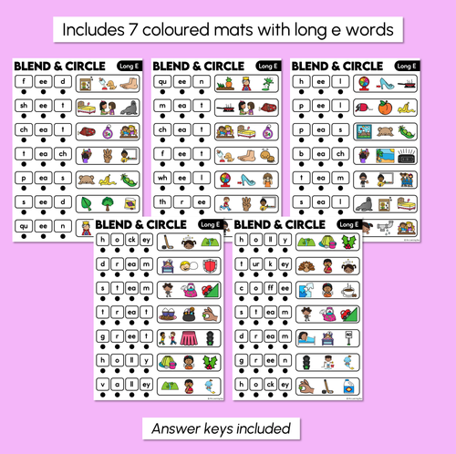 Resource preview 3 for Blend & Circle - Long Vowel E Words Blending Mats