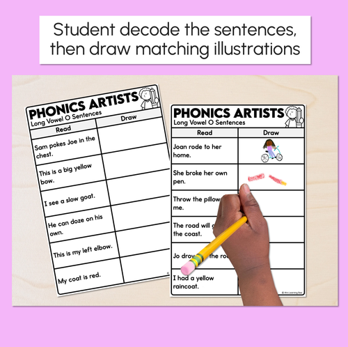 Resource preview 2 for Phonics Artists - Long Vowel O Words - Decodable Sentences Activity