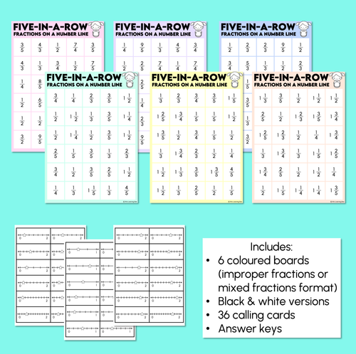 Resource preview 3 for Five in a Row - Fractions on a Number Line Game