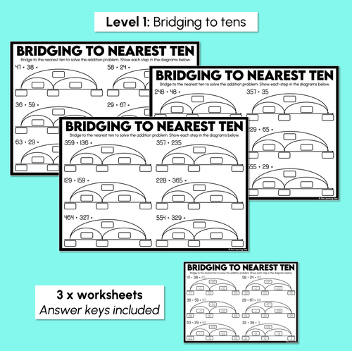 Resource preview 3 for Bridging to 10s & 100s - Addition Worksheets