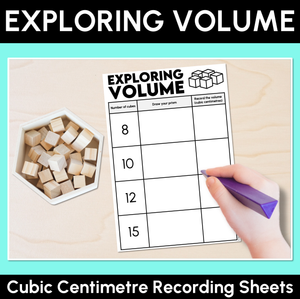 Exploring Volume (Cubic Centimetre) Recording Sheets