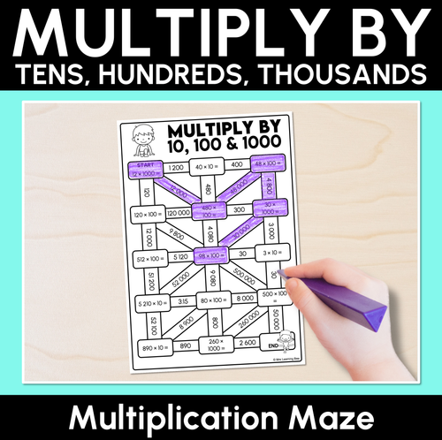Resource preview 1 for Multiply By 10s, 100s, 1000s - Multiplication Maze Race