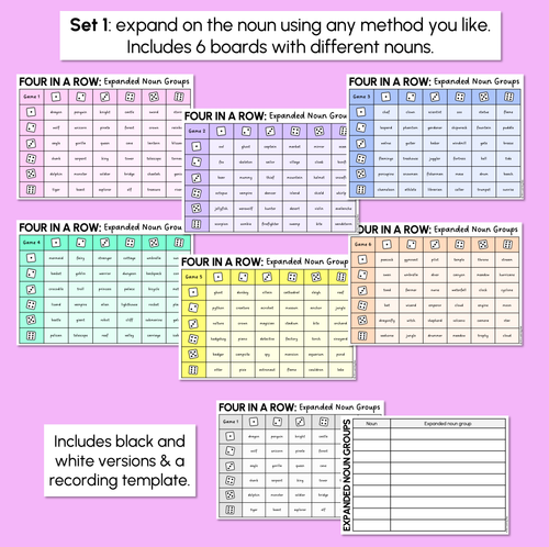 Resource preview 3 for Expanding Noun Groups - Four in a Row Game