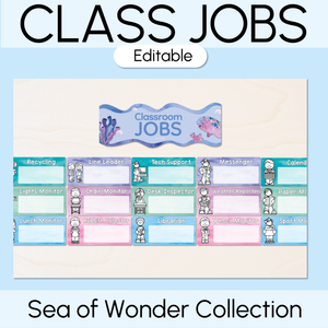 Editable Class Jobs Display - The Sea of Wonder Collection - Calming Classroom Decor