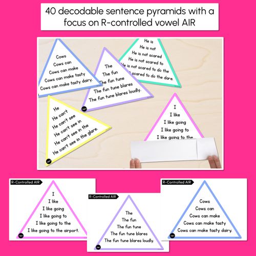 Resource preview 2 for R-CONTROLLED VOWELS AIR WORDS - Decodable Sentences Pyramids - Phonics Fluency
