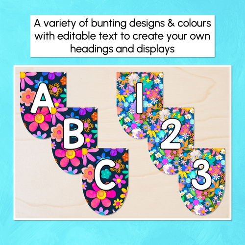Resource preview 3 for Editable Scalloped Bunting - Alphabet & Numbers - The Kutopia Collection
