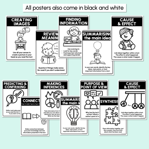 Resource preview 5 for Pastel Reading Comprehension Strategies Posters- Pastel Classroom Decor