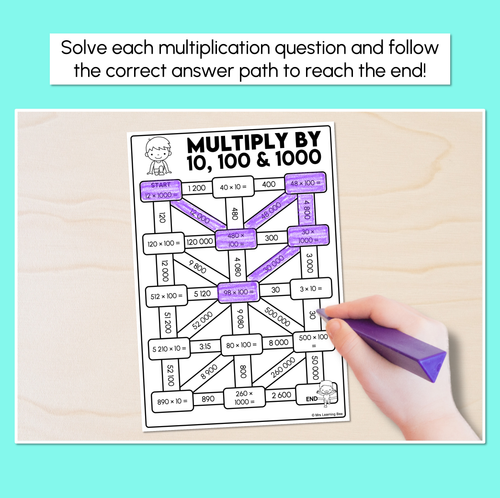 Resource preview 2 for Multiply By 10s, 100s, 1000s - Multiplication Maze Race