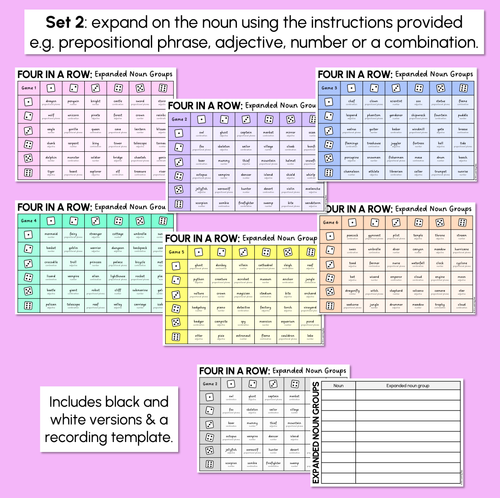 Resource preview 4 for Expanding Noun Groups - Four in a Row Game