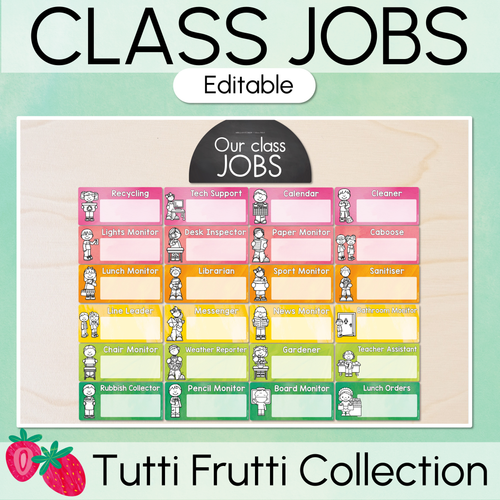 Resource preview 1 for Editable Class Jobs Display - The Tutti Frutti Collection - Colourful Classroom Decor