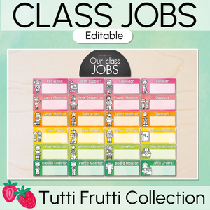 Editable Class Jobs Display - The Tutti Frutti Collection - Colourful Classroom Decor