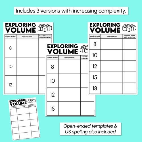 Resource preview 3 for Exploring Volume (Cubic Centimetre) Recording Sheets