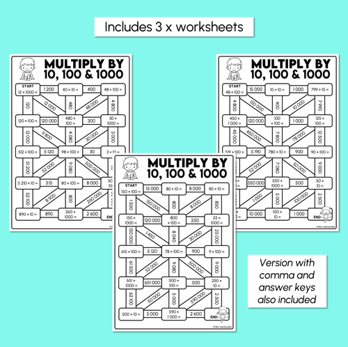 Resource preview 3 for Multiply By 10s, 100s, 1000s - Multiplication Maze Race