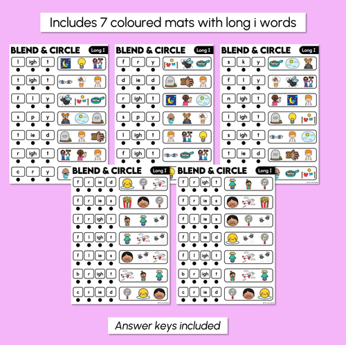 Resource preview 3 for Blend & Circle - Long Vowel I Words Blending Mats