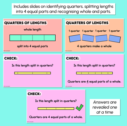 Resource preview 3 for Quarters of Lengths - Subdividing Length to Find Quarters Digital Slides