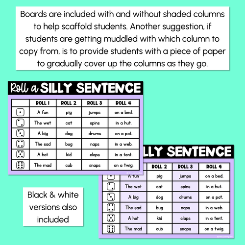 Resource preview 5 for Decodable Sentences with CVC CVCC CCVC Words Sorted By Vowel Sounds- Roll a Silly Sentence Phonics