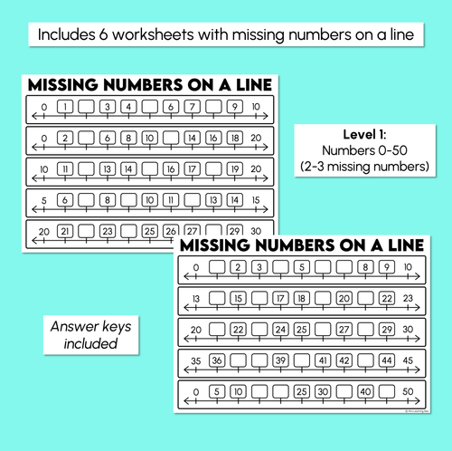 Resource preview 3 for Missing Numbers on a Number Line - 2 and 3 Digit Numbers