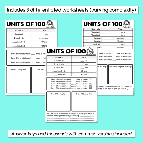 Resource preview 3 for Units of 100 - Place Value Worksheets