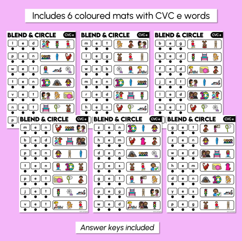 Resource preview 3 for Blend & Circle - CVC E Words Blending Mats