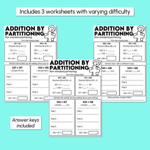 Resource preview 3 for Addition Partitioning - Non-standard Partitioning Worksheets