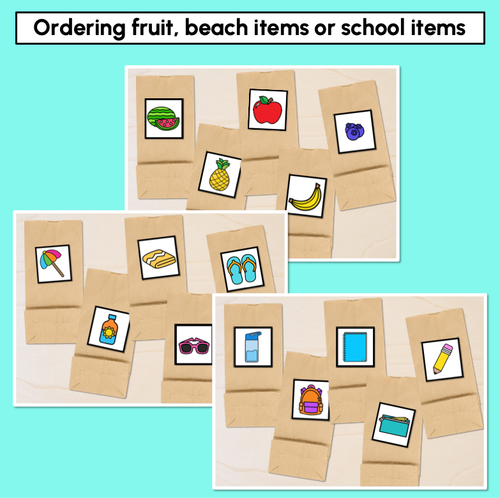 Resource preview 3 for Ordering Mass: Fruit, Beach & School Bag Themes