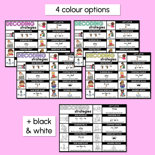 Resource preview 4 for Research-Based Reading Strategy Character One-Page Handouts - Decoding Strategies