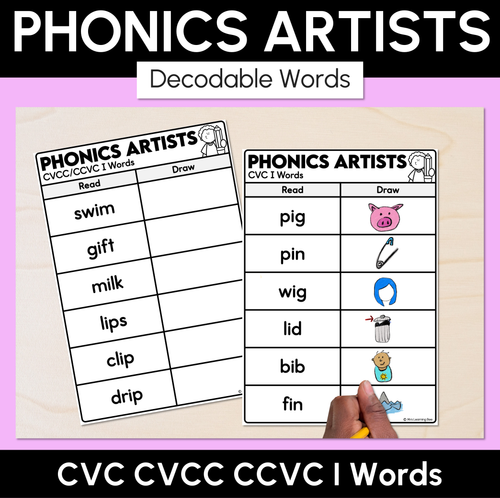 Resource preview 5 for Phonics Artists - CVC CVCC CCVC Decodable Words Activity Bundle