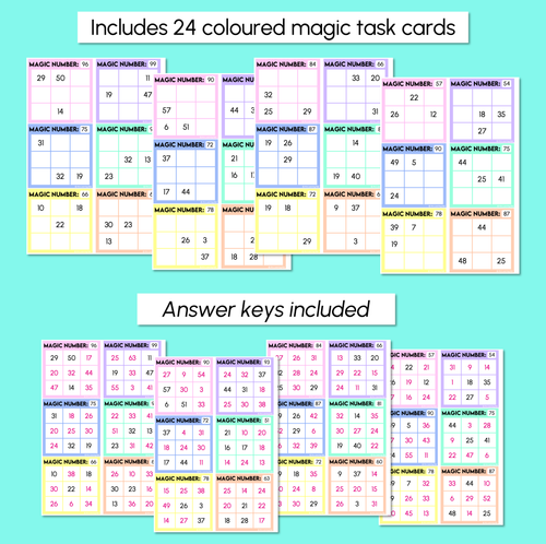Resource preview 3 for Magic Squares - Addition to 100 - Task Cards
