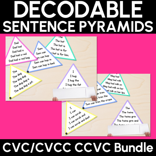 Resource preview 1 for Decodable Sentence Pyramids CVC & CCVC Bundle
