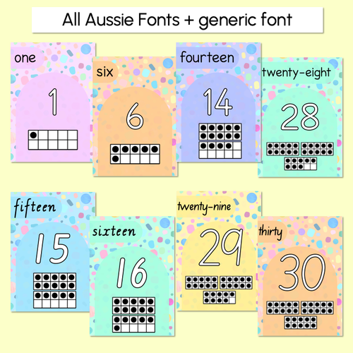 Resource preview 2 for NUMBER POSTERS 1-30 - The Kasey Rainbow Collection