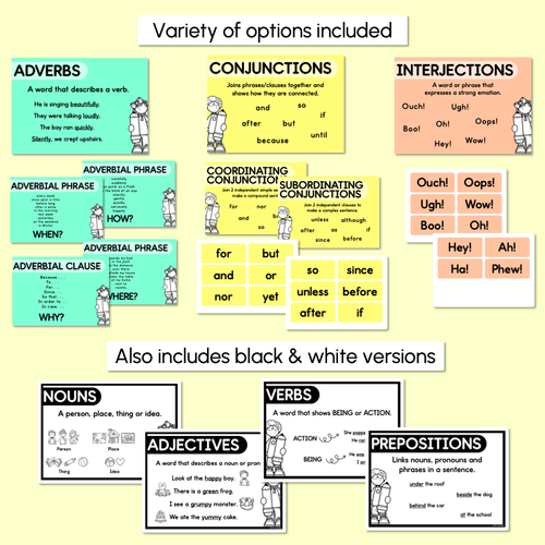 Resource preview 4 for PARTS OF SPEECH POSTERS - The Kasey Rainbow Collection