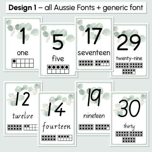Resource preview 2 for Number Posters 1-30 - The Eucalyptus Edit - Eucalyptus Classroom Decor