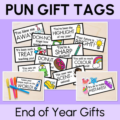 Resource preview 1 for End of Year Pun Gift Tags - Student Farewell Presents