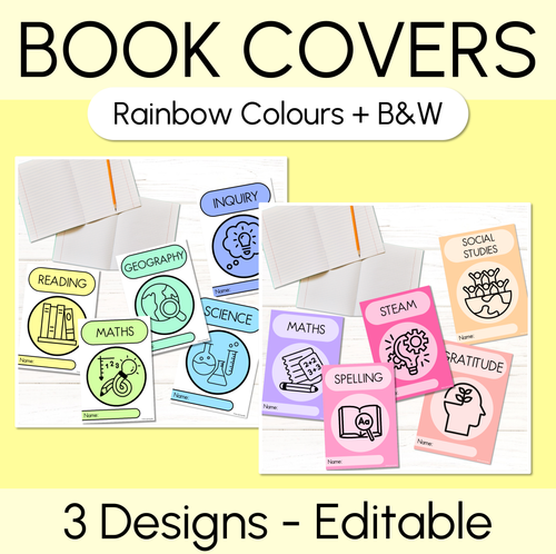 Resource preview 1 for Rainbow Book Covers - Editable - A4 Portrait