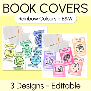 Rainbow Book Covers - Editable - A4 Portrait