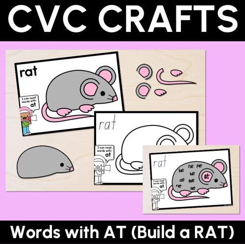 Resource preview 1 for CVC Word Crafts - AT Words - Build a RAT