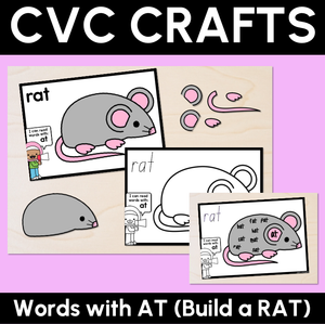 CVC Word Crafts - AT Words - Build a RAT