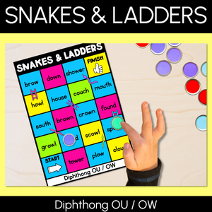 Phonics Game for Diphthong OU / OW Words - Snakes & Ladders