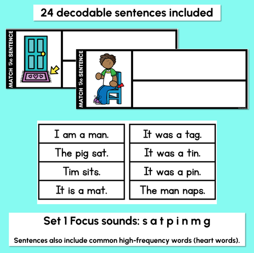 Resource preview 2 for CVC Word Decodable Sentences - Read, Match & Write Set 1 - CVC Words
