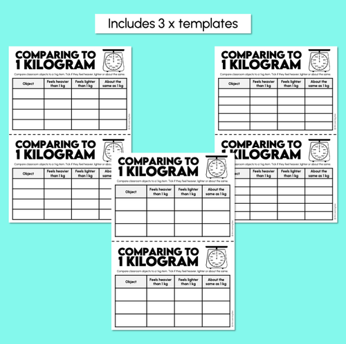 Resource preview 3 for Comparing to 1 Kilogram Recording Sheets
