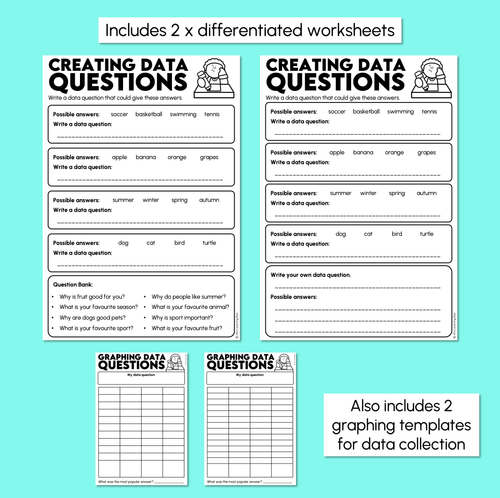 Resource preview 3 for Creating Data Questions - Data Questions Worksheets