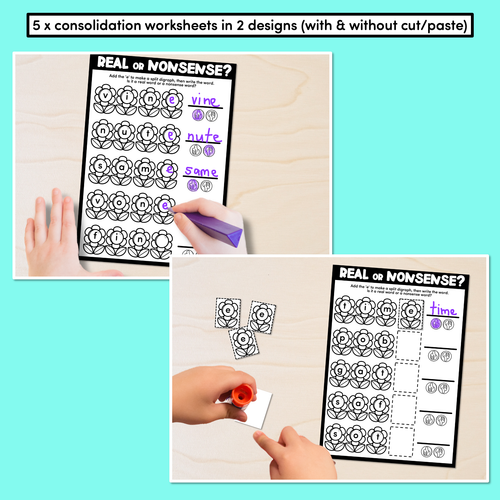 Resource preview 2 for Split Digraph CVCe Word Printable Activities - Real or Nonsense Decodable Words